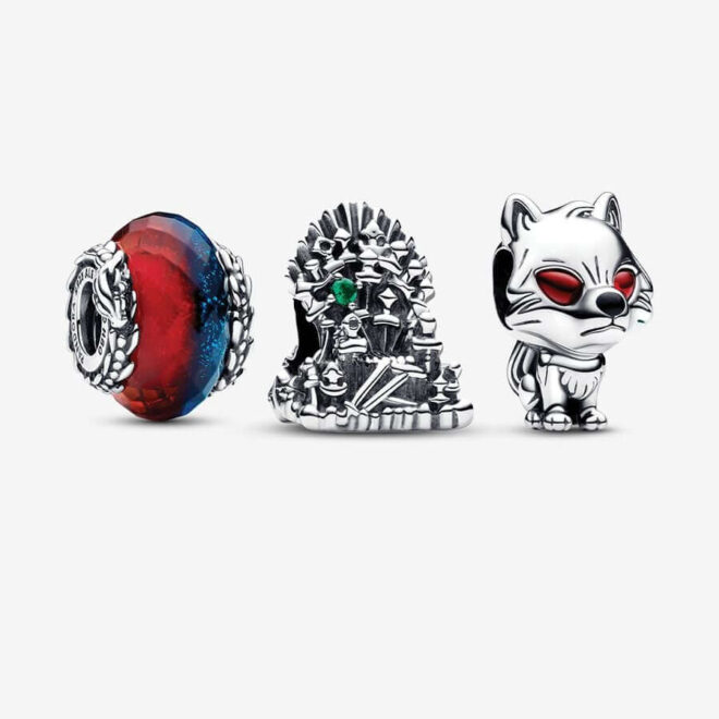 Game of Thrones Ice & Fire, Iron Throne and Ghost Charm Set